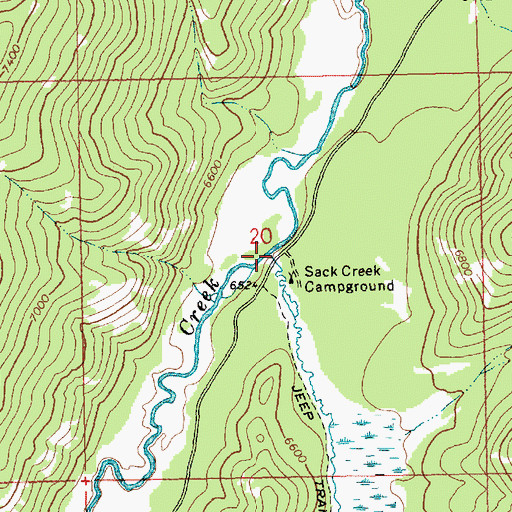 Topographic Map of Sack Creek, ID