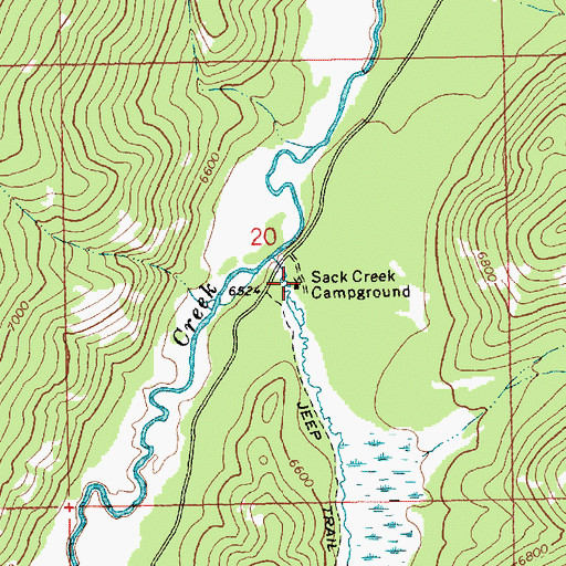 Topographic Map of Sack Creek Campground, ID