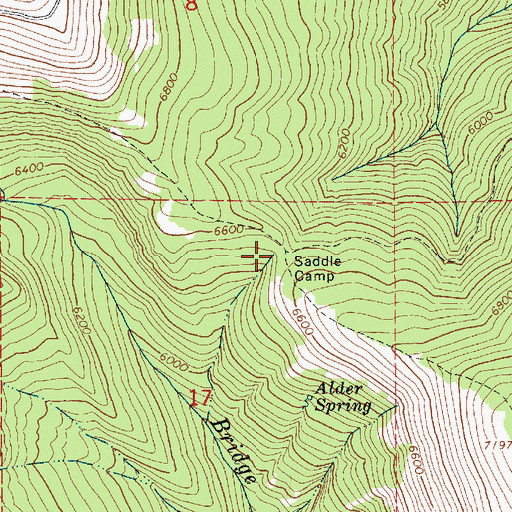 Topographic Map of Saddle Camp, ID