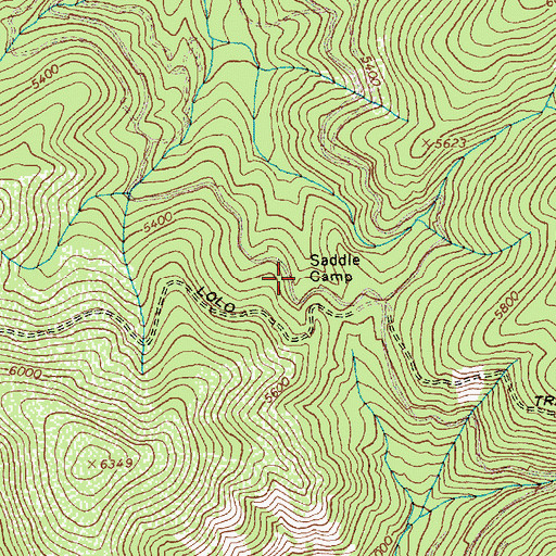 Topographic Map of Saddle Camp, ID