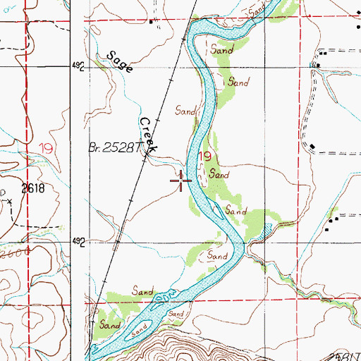 Topographic Map of Sage Creek, ID
