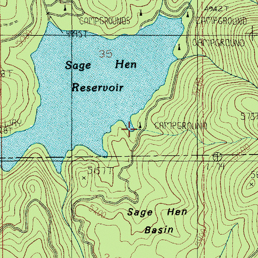 Topographic Map of Sage Hen Basin, ID