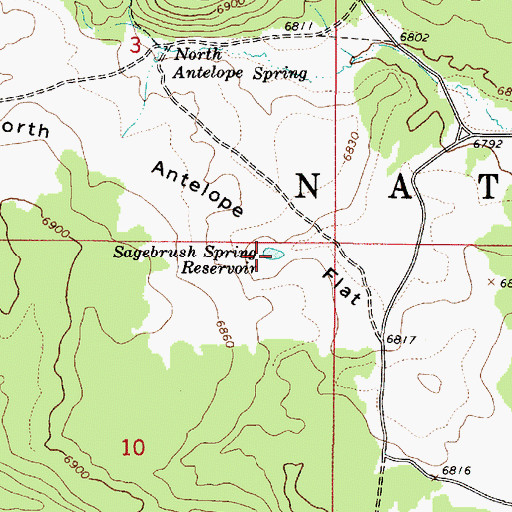 Topographic Map of Sagebrush Spring Reservoir, ID