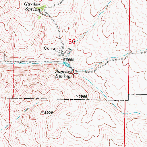 Topographic Map of Sagehen Springs, ID