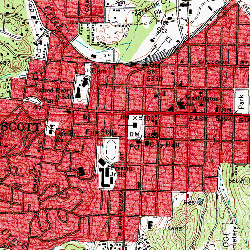 Topographic Map of Yavapai County Courthouse, AZ