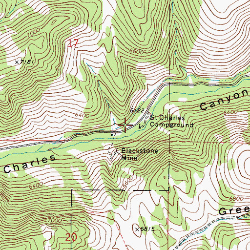 Topographic Map of Saint Charles Campground, ID