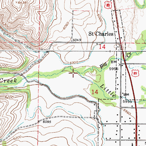 Topographic Map of Saint Charles Creek, ID