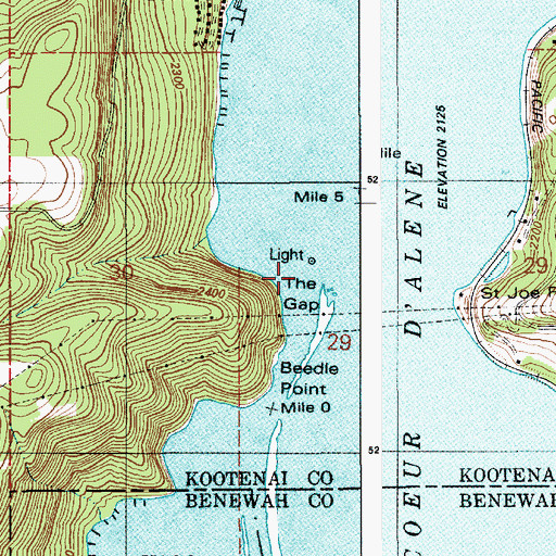 Topographic Map of Saint Joe River, ID