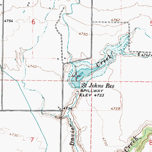 Topographic Map of Saint Johns Reservoir, ID