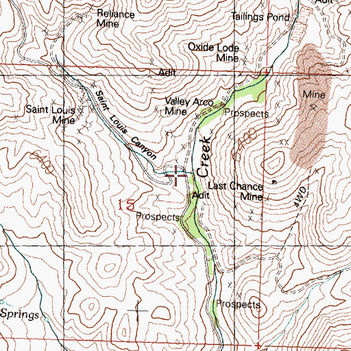 Topographic Map of Saint Louis Canyon, ID
