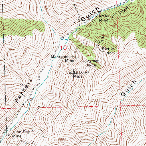 Topographic Map of Saint Louis Mine, ID