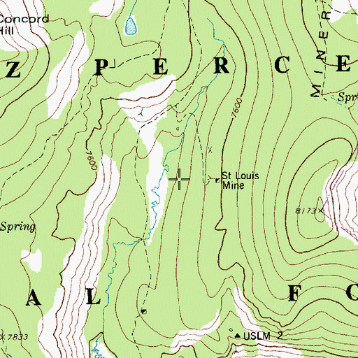 Topographic Map of Saint Louis Mine, ID