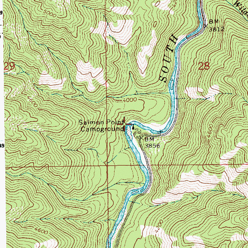 Topographic Map of Salmon Point Campground, ID