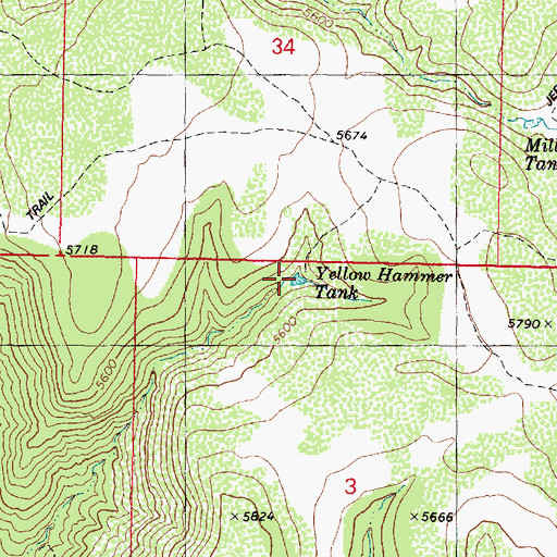Topographic Map of Yellow Hammer Tank, AZ
