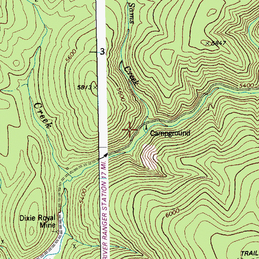 Topographic Map of Sams Creek, ID