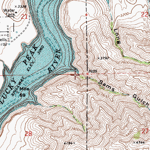 Topographic Map of Sams Gulch, ID