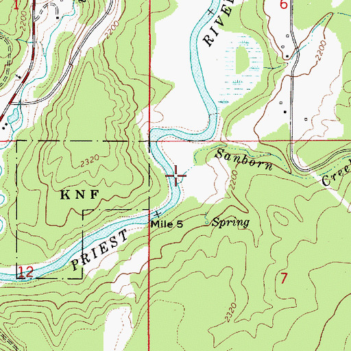Topographic Map of Sanborn Creek, ID