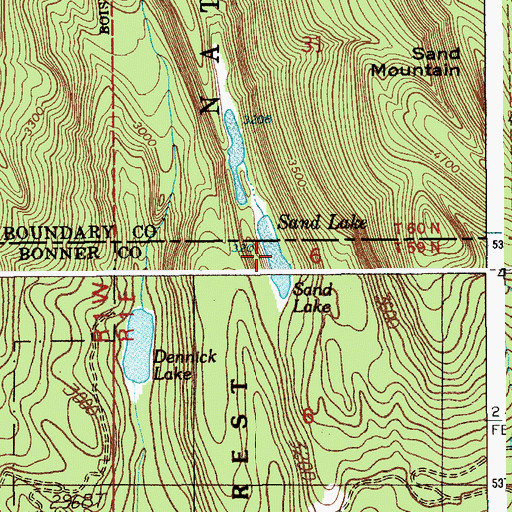 Topographic Map of Sand Lake, ID