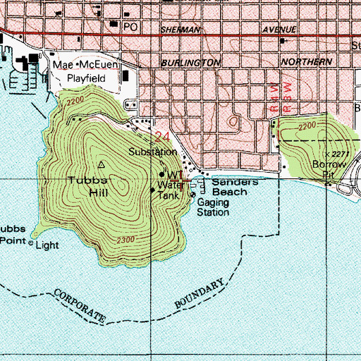 Topographic Map of Sanders Beach, ID