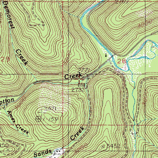 Topographic Map of Sands Creek, ID