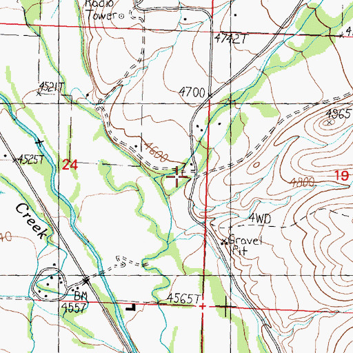 Topographic Map of Sandy Creek School (historical), ID