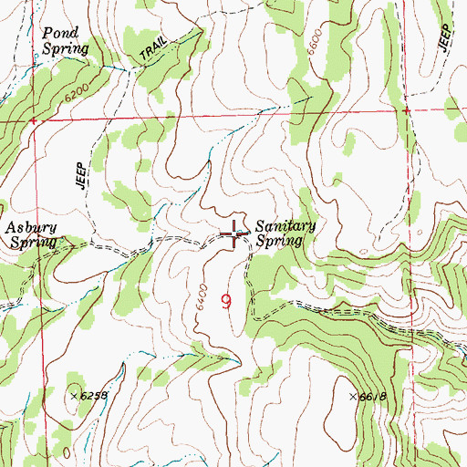 Topographic Map of Sanitary Spring, ID
