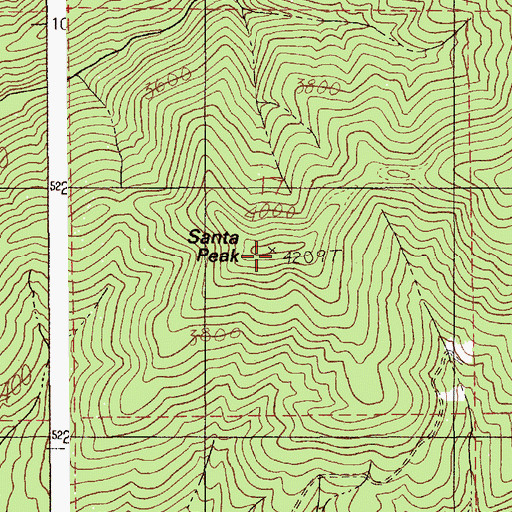 Topographic Map of Santa Peak, ID