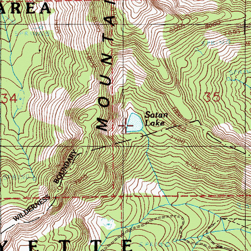 Topographic Map of Satan Lake, ID