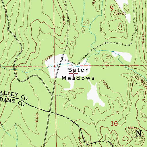Topographic Map of Sater Meadows, ID