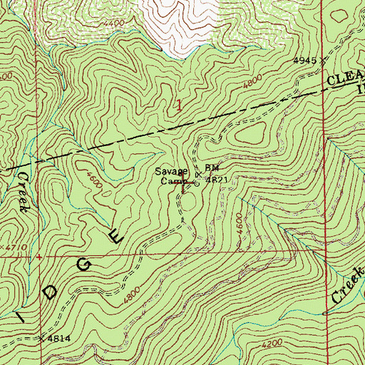 Topographic Map of Savage Camp, ID