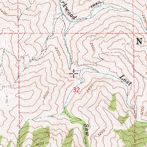 Topographic Map of Saw Pit Creek, ID