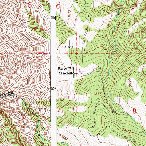 Topographic Map of Saw Pit Saddle, ID