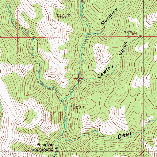 Topographic Map of Sawlog Glacier, ID