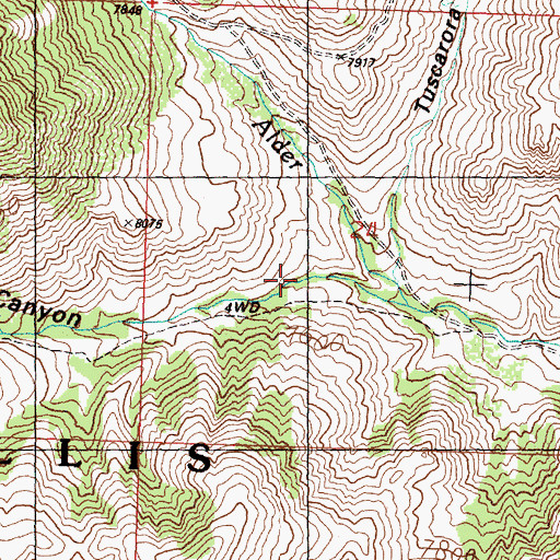 Topographic Map of Sawmill Canyon, ID