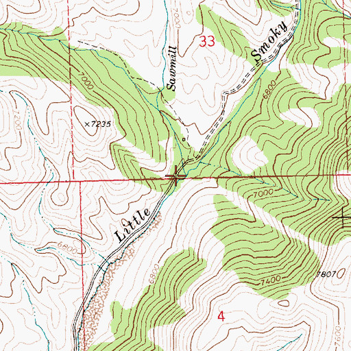 Topographic Map of Sawmill Creek, ID