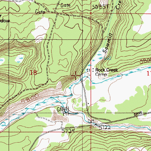 Topographic Map of Sawmill Creek, ID