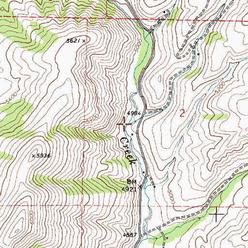 Topographic Map of Sawmill Creek, ID