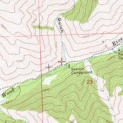 Topographic Map of Sawmill Gulch, ID