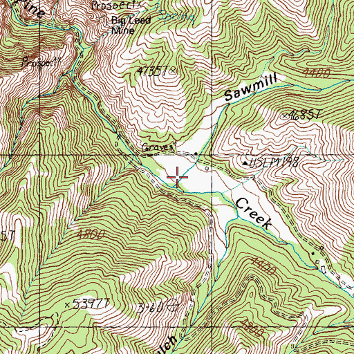 Topographic Map of Sawmill Gulch, ID