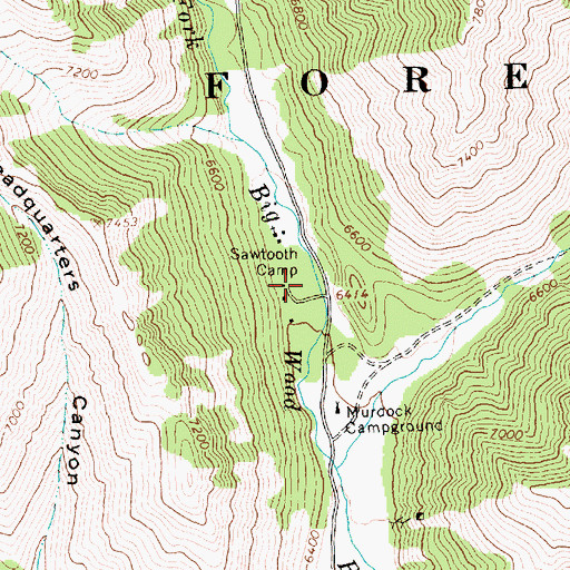 Topographic Map of Camp Sawtooth, ID
