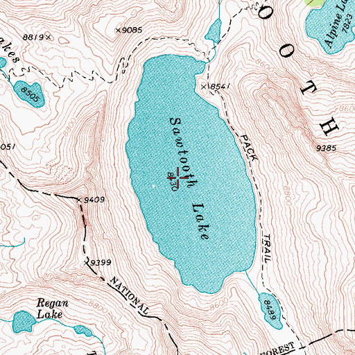 Topographic Map of Sawtooth Lake, ID