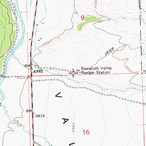 Topographic Map of Sawtooth Valley Ranger Station, ID