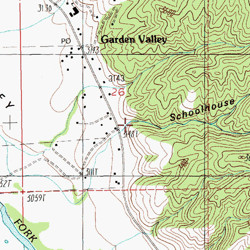 Topographic Map of Schoolhouse Gulch, ID