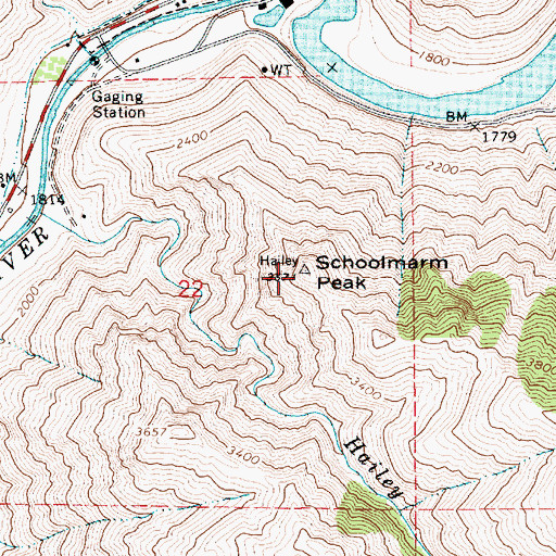 Topographic Map of Schoolmarm Peak, ID