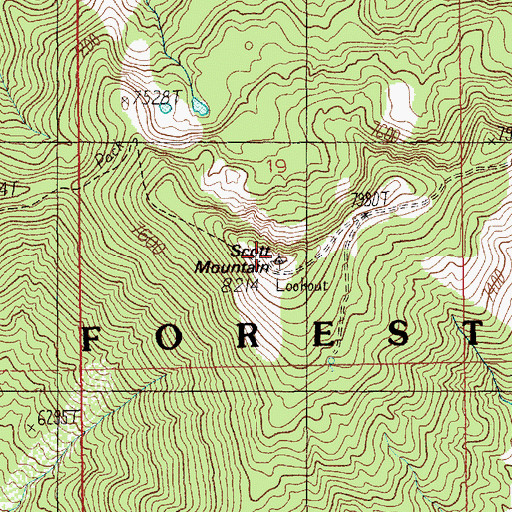 Topographic Map of Scott Mountain, ID