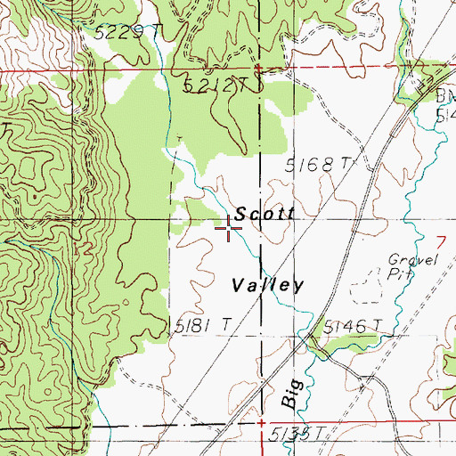 Topographic Map of Scott Valley, ID