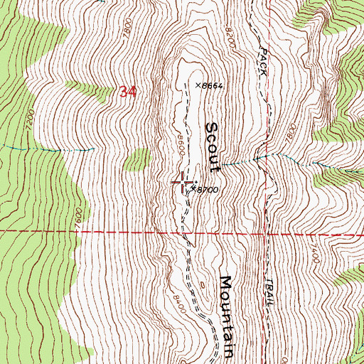 Topographic Map of Scout Mountain, ID