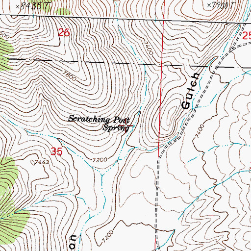 Topographic Map of Scratching Post Spring, ID