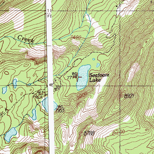 Topographic Map of Seafoam Lake, ID