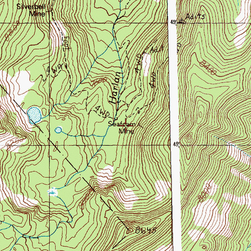 Topographic Map of Seafoam Mine, ID
